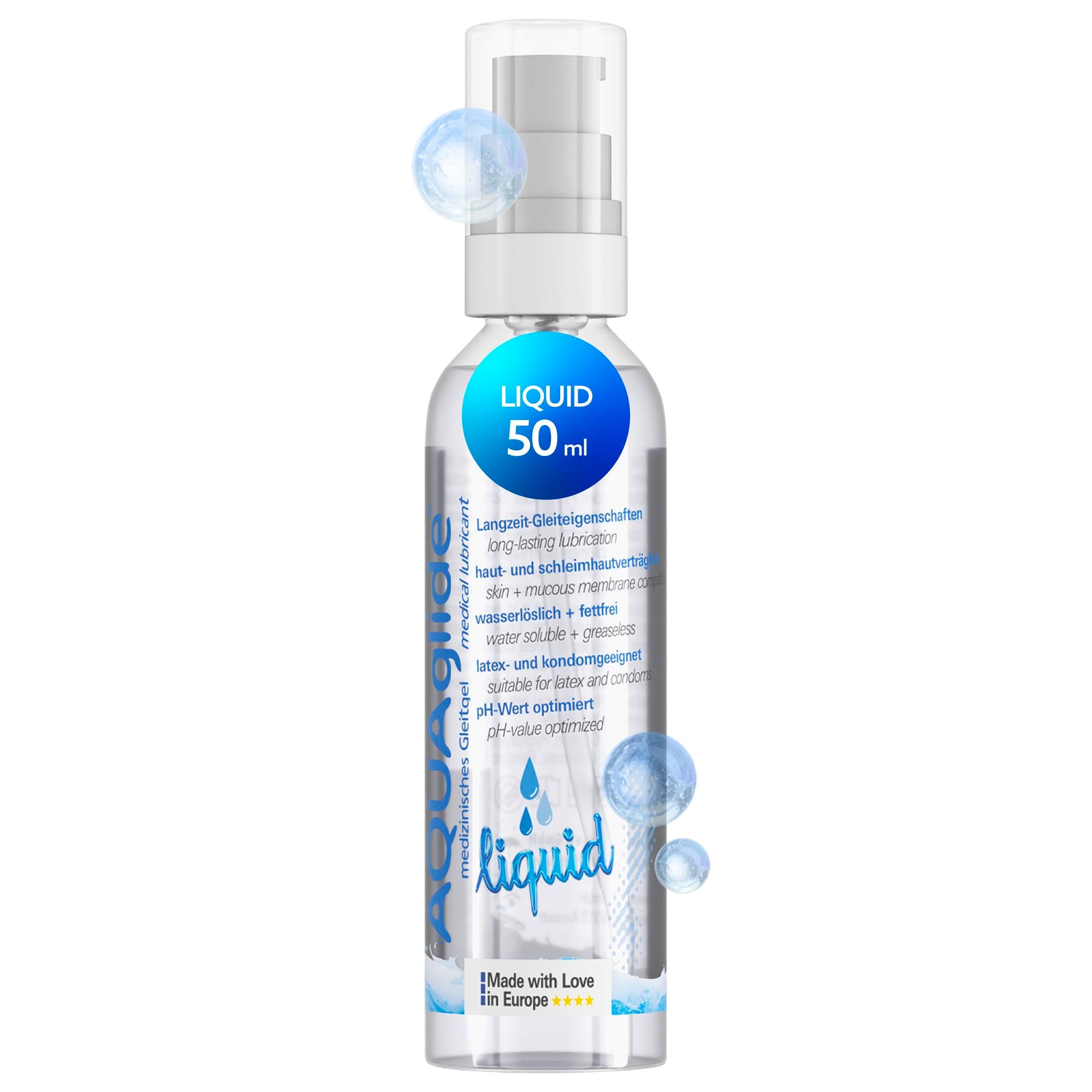 Joydivision AQUA GLIDE Liquid lubrificante, flacone pompa 50ml, Fatto in Germania.