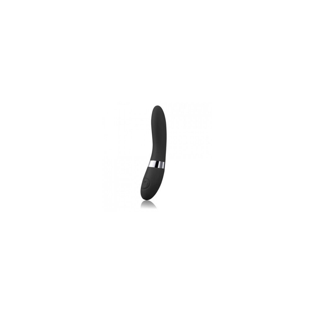 Massaggiatore LELO Elise 2 nero su sfondo bianco.