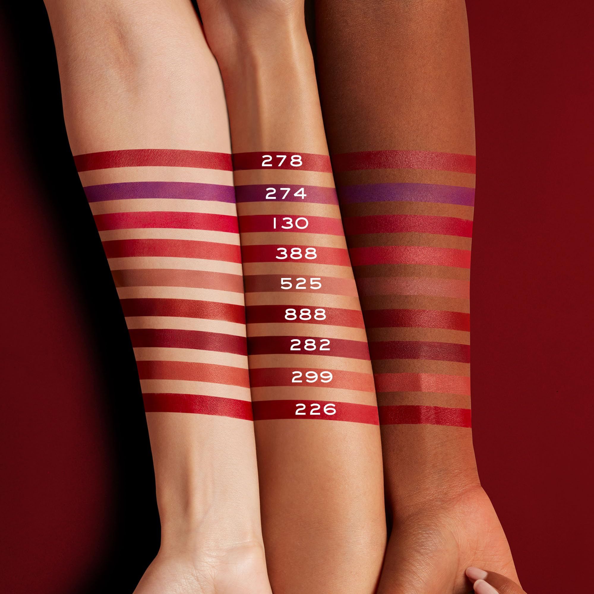 Braccia con colori rossetto. Colori: 278, 274, 130, 388, 525, 888, 282, 299, 226.