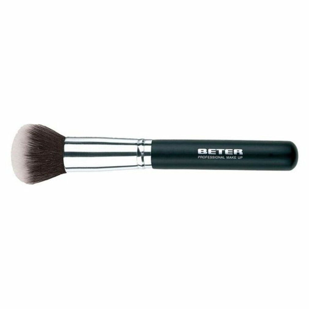 Pennello Beter Mineral Powder. Manico nero, ghiera argentata, setole chiare e scure. Scritta: BETER PROFESSIONAL MAKE UP.