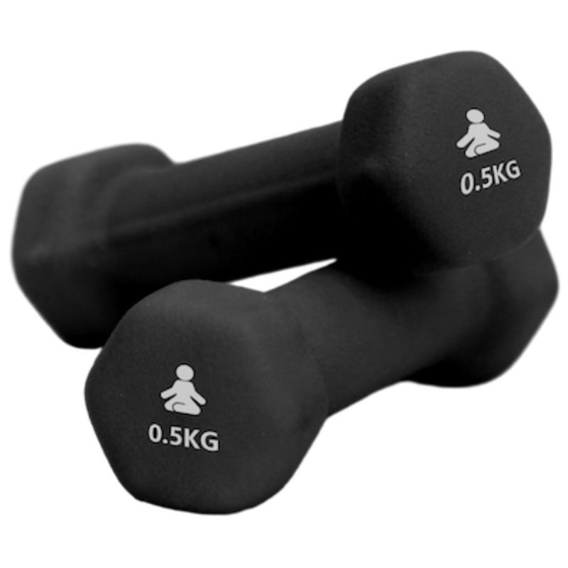 FITPADDY - Coppia pesi manubri dumbbell testa esagonale 0,5 kg neri