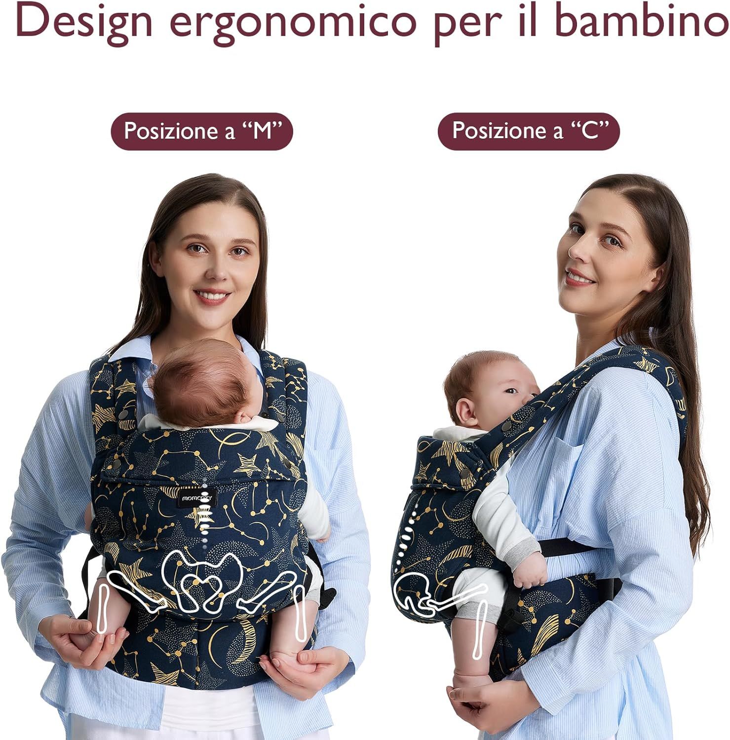 Momcozy Marsupio per Bambini Leggero e Traspirante con Stelle
