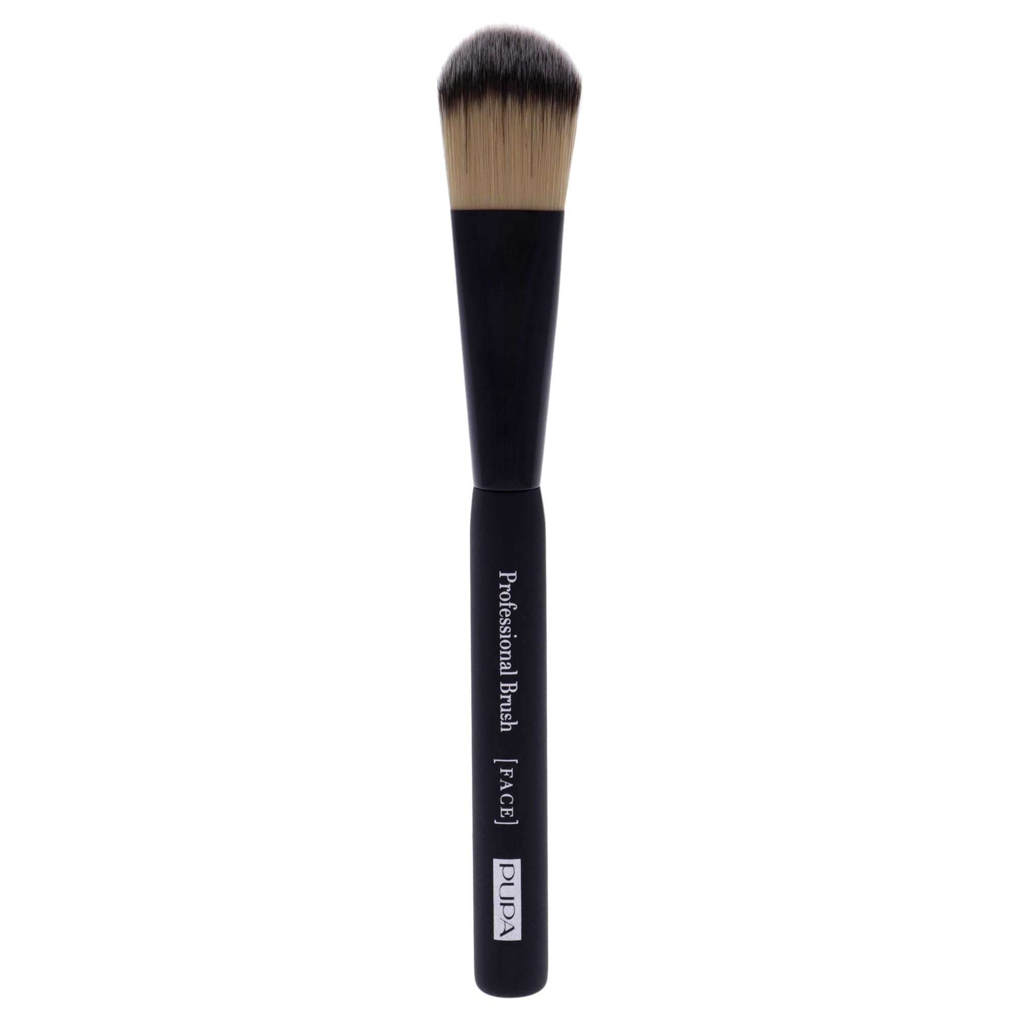 Pennello piatto con manico nero e setole chiare. Scritta "PUPA Professional Brushes [FACE]" sul manico.