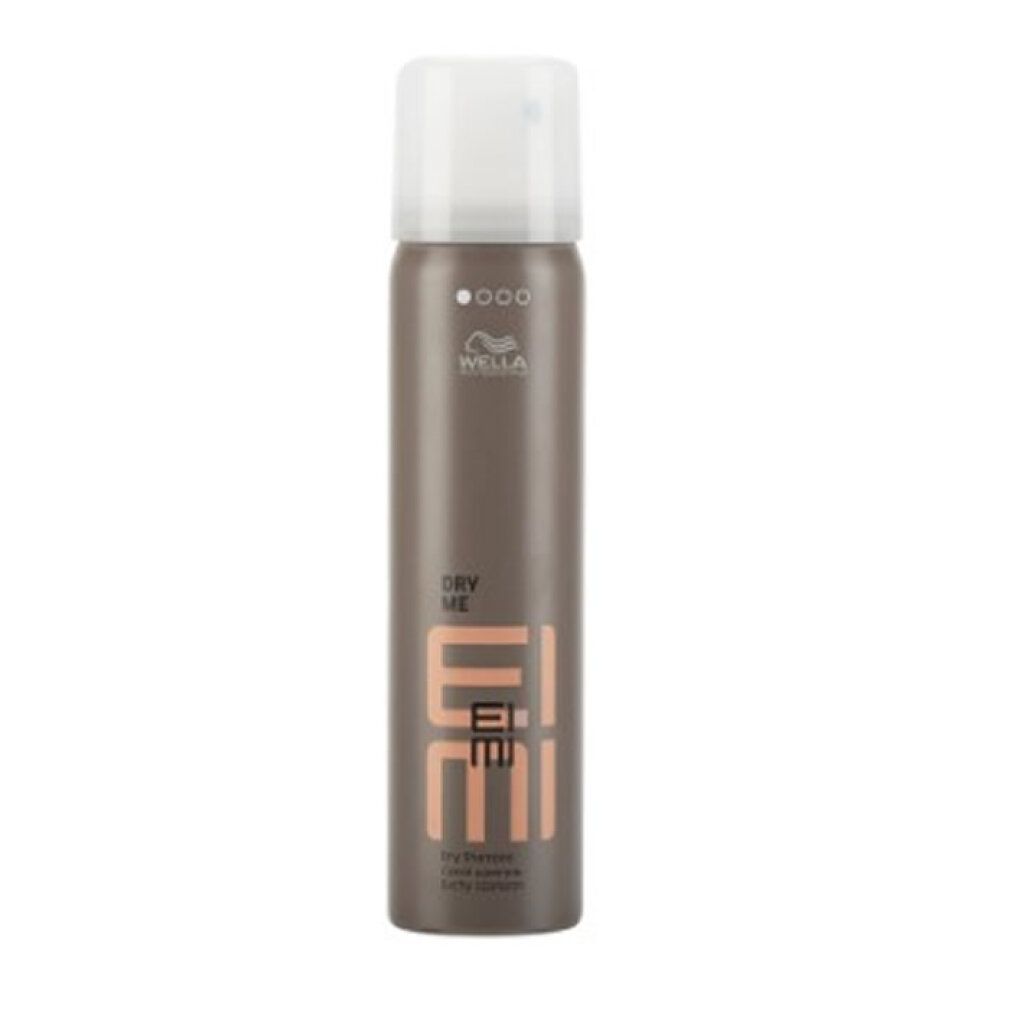 Spray Wella Eimi Dry Me shampoo secco in lattina marrone con tappo bianco.