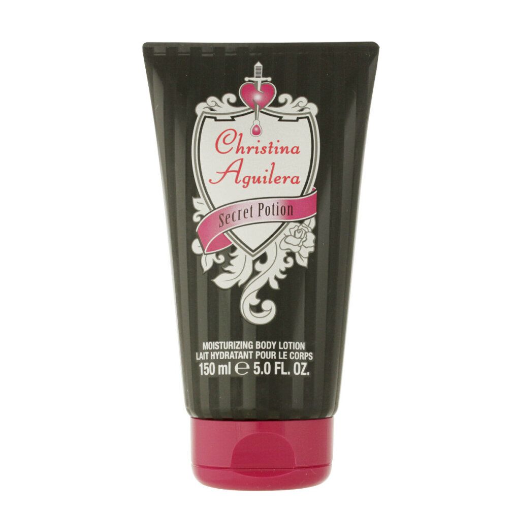 Lozione corpo Christina Aguilera Secret Potion in tubo nero con tappo rosa. 150 ml.
