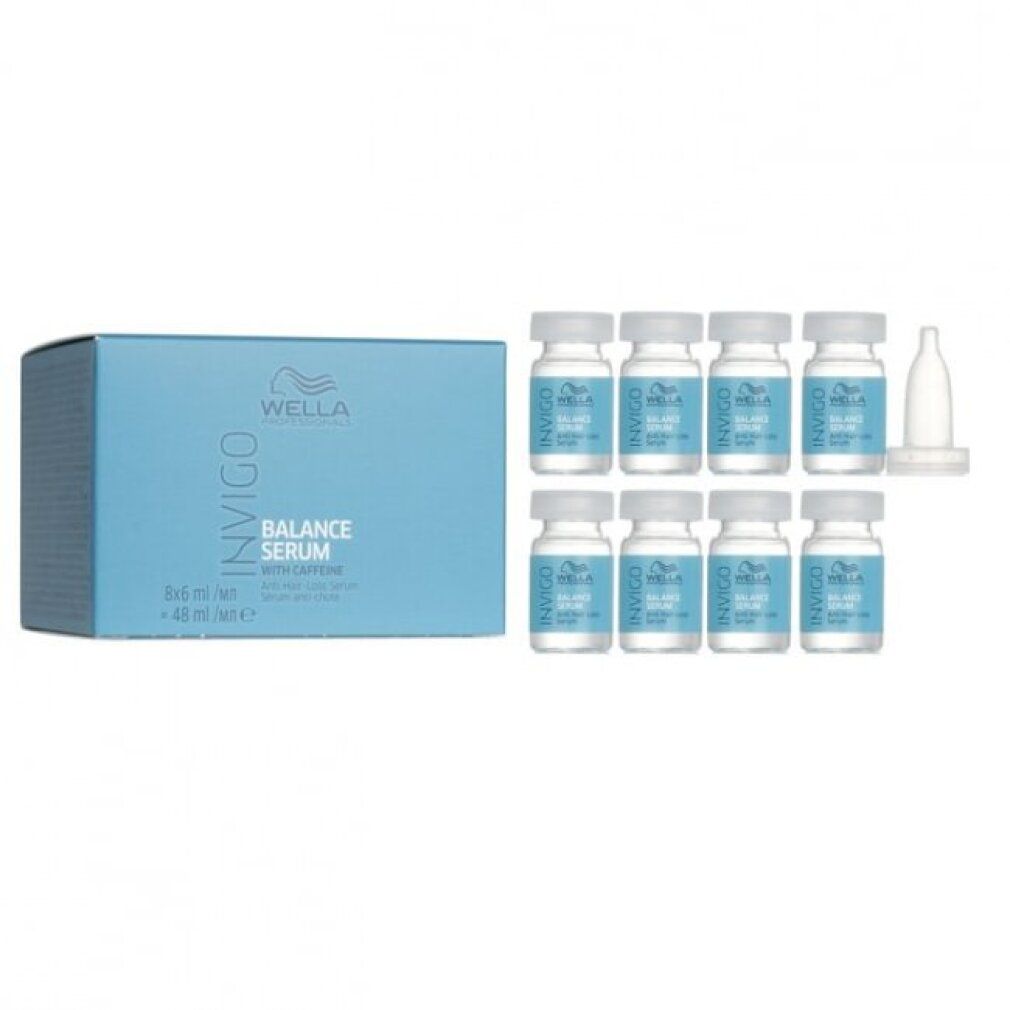Confezione Wella Invigo Balance Serum con 8 fiale e applicatore.