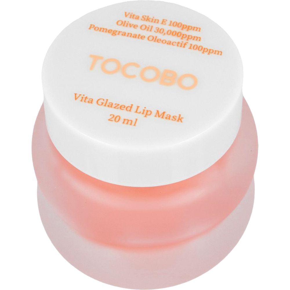 Vasetto con coperchio. Testo: « TOCOBO Vita Glazed Lip Mask ». Volume: 20 ml.
