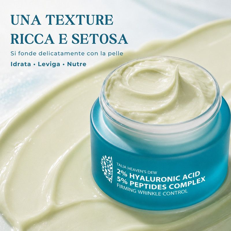 Talia Heaven's Dew 2% Acido Ialuronico 5% Complesso Peptidico Crema Rassodante Anti-Rughe.