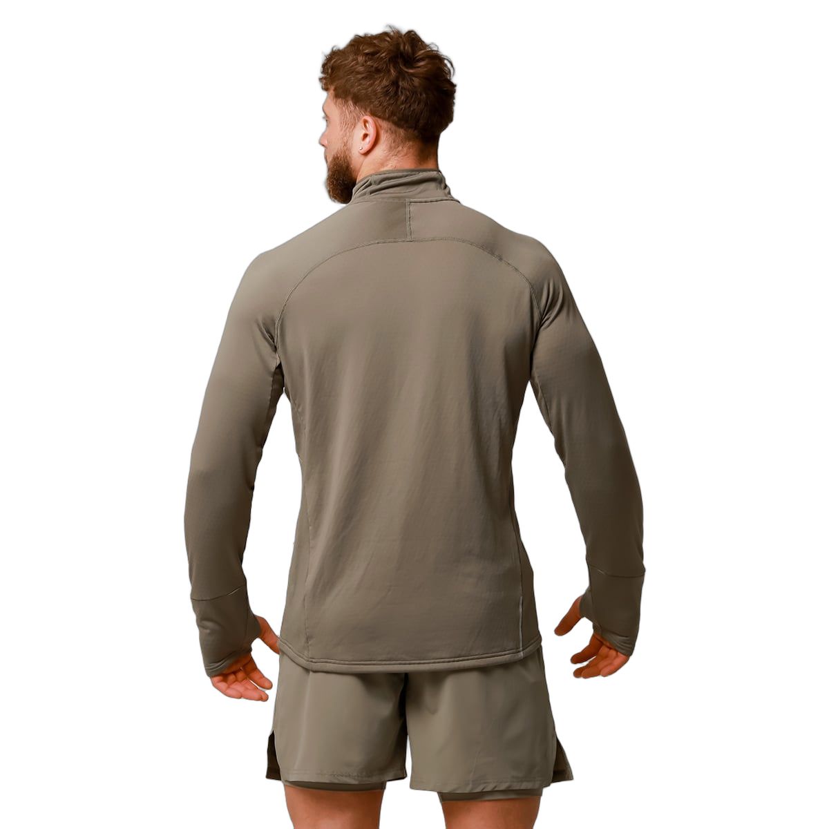 GymBeam Felpa uomo Pulse Running 1/2 zip senza cappuccio Vetiver