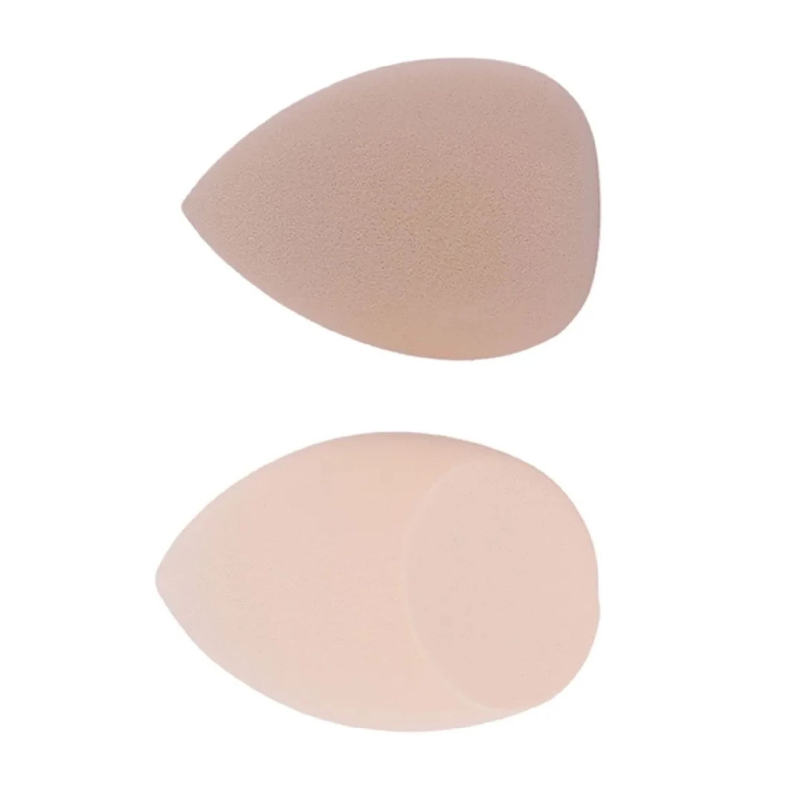 Due spugnette da trucco color carne a forma di goccia.