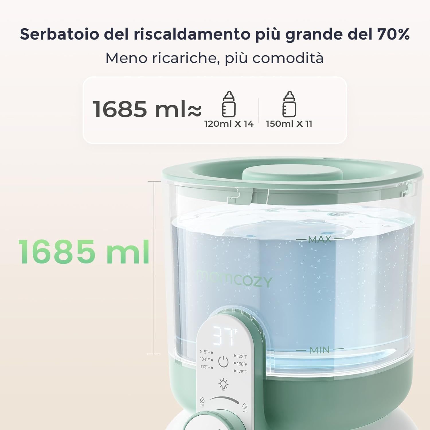 Preparatore di biberon per bambini Momcozy con doppia illuminazione LED