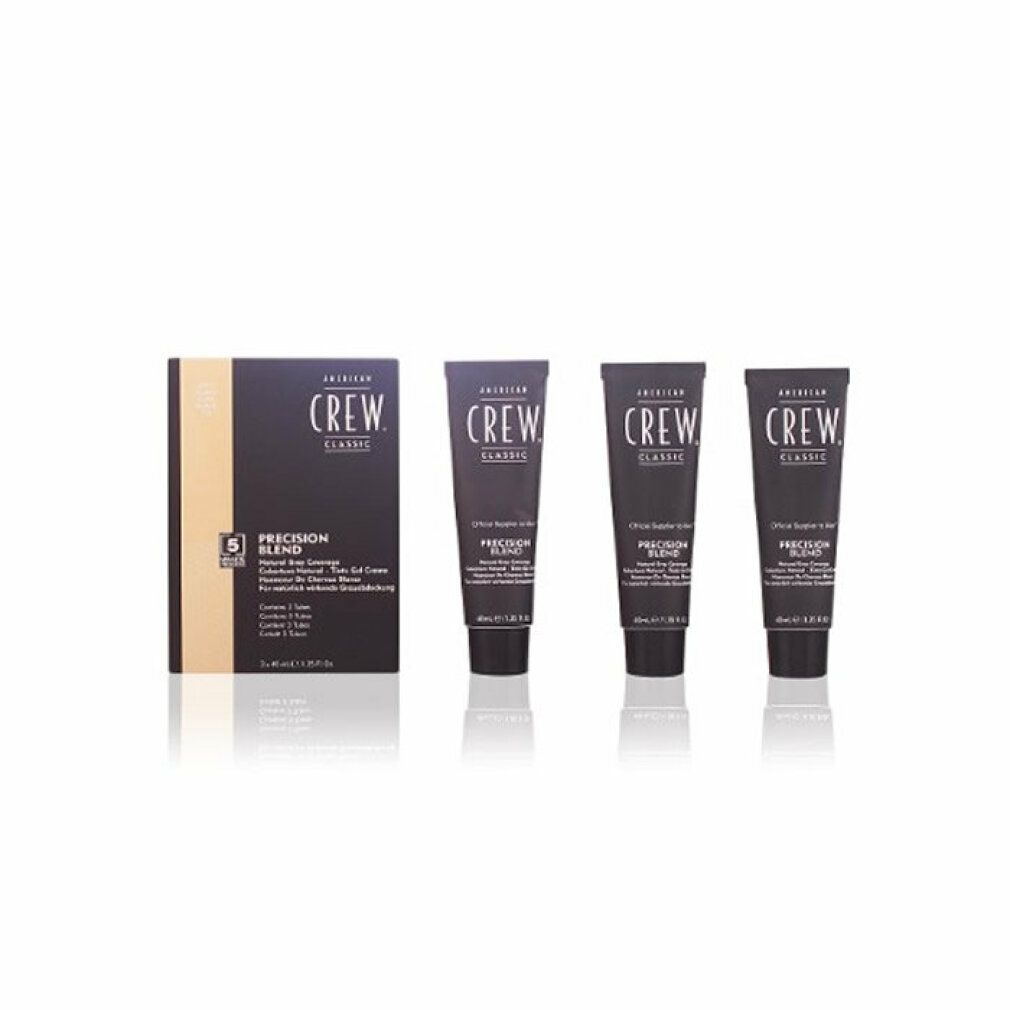 Set con tre tubi e una scatola. La scatola riporta il marchio American Crew e il nome del prodotto Precision Blend.