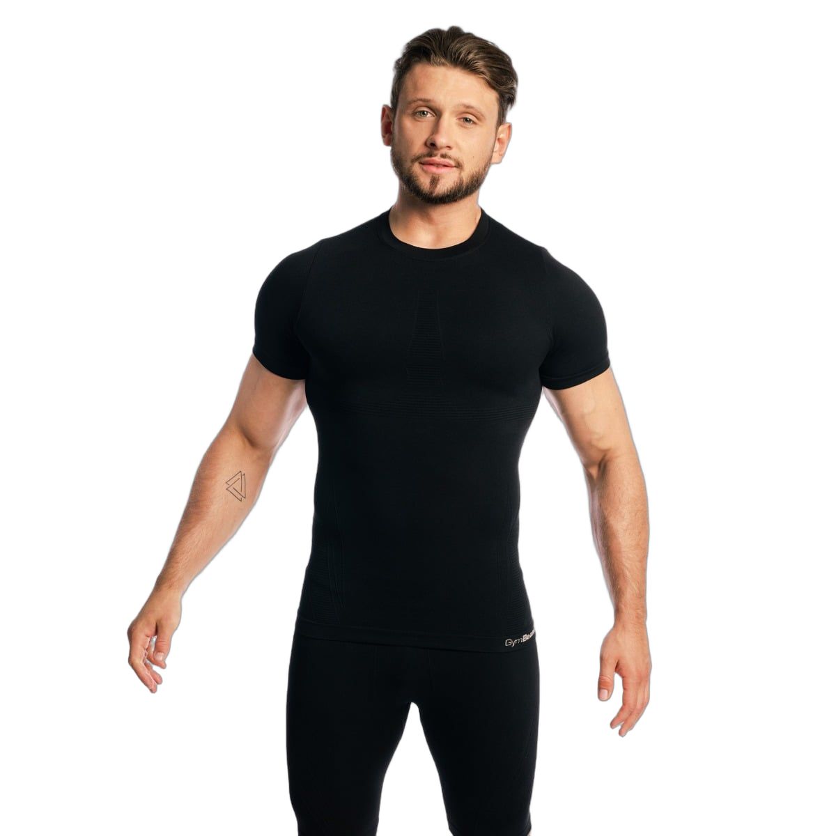 GymBeam T-shirt uomo Fuse slim senza cuciture Black