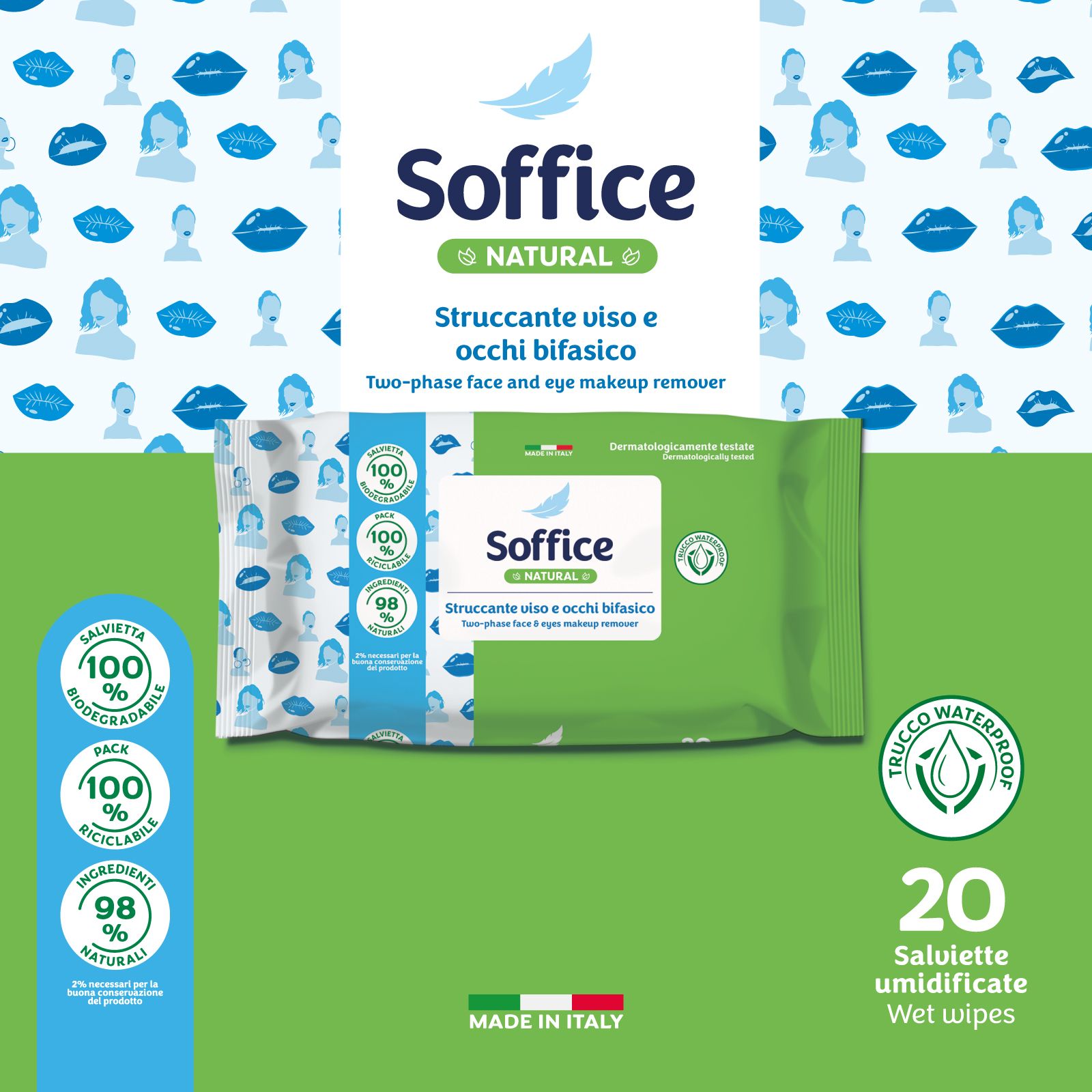 Soffice Natural Salviette Struccanti Viso e Occhi 20 confezioni da 20
