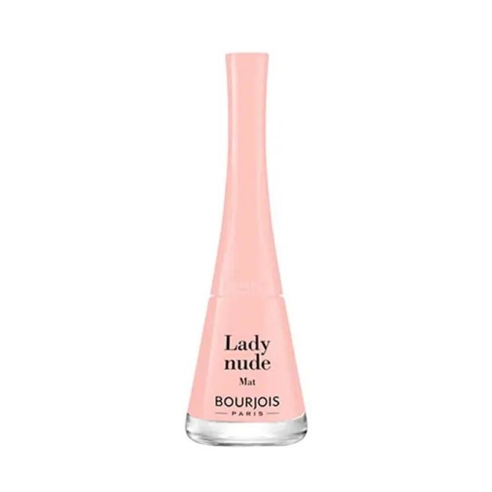 Flacone di smalto rosa Lady Nude Mat Bourjois. Bottiglia di vetro con tappo rosa.