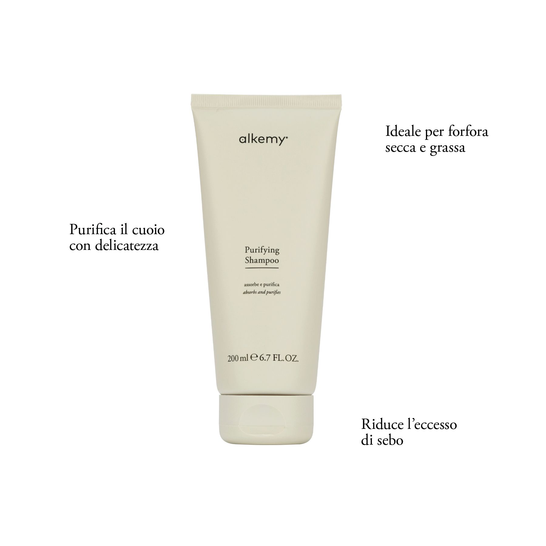Alkemy Shampoo Purificante Sebonormalizzante per Capelli Grassi e Forfora