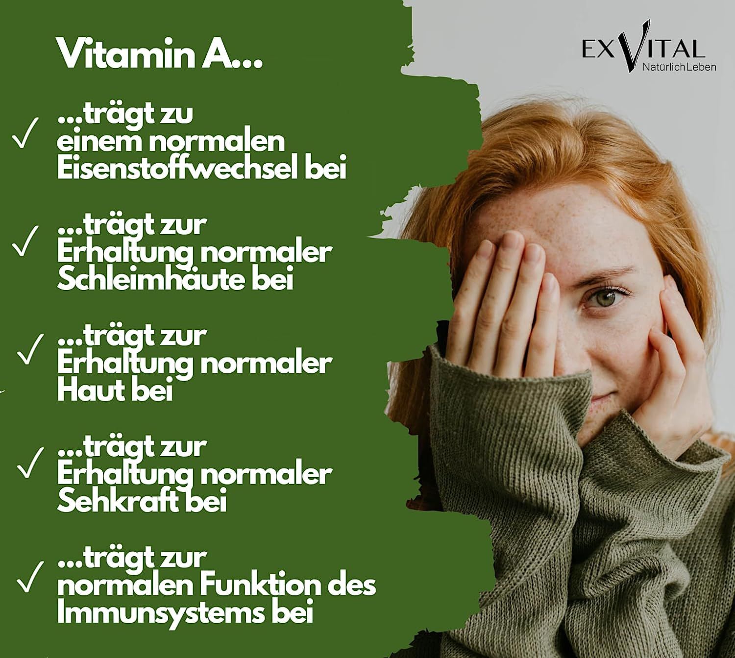 Benefici della vitamina A: metabolismo del ferro, mucose, pelle, vista, sistema immunitario.