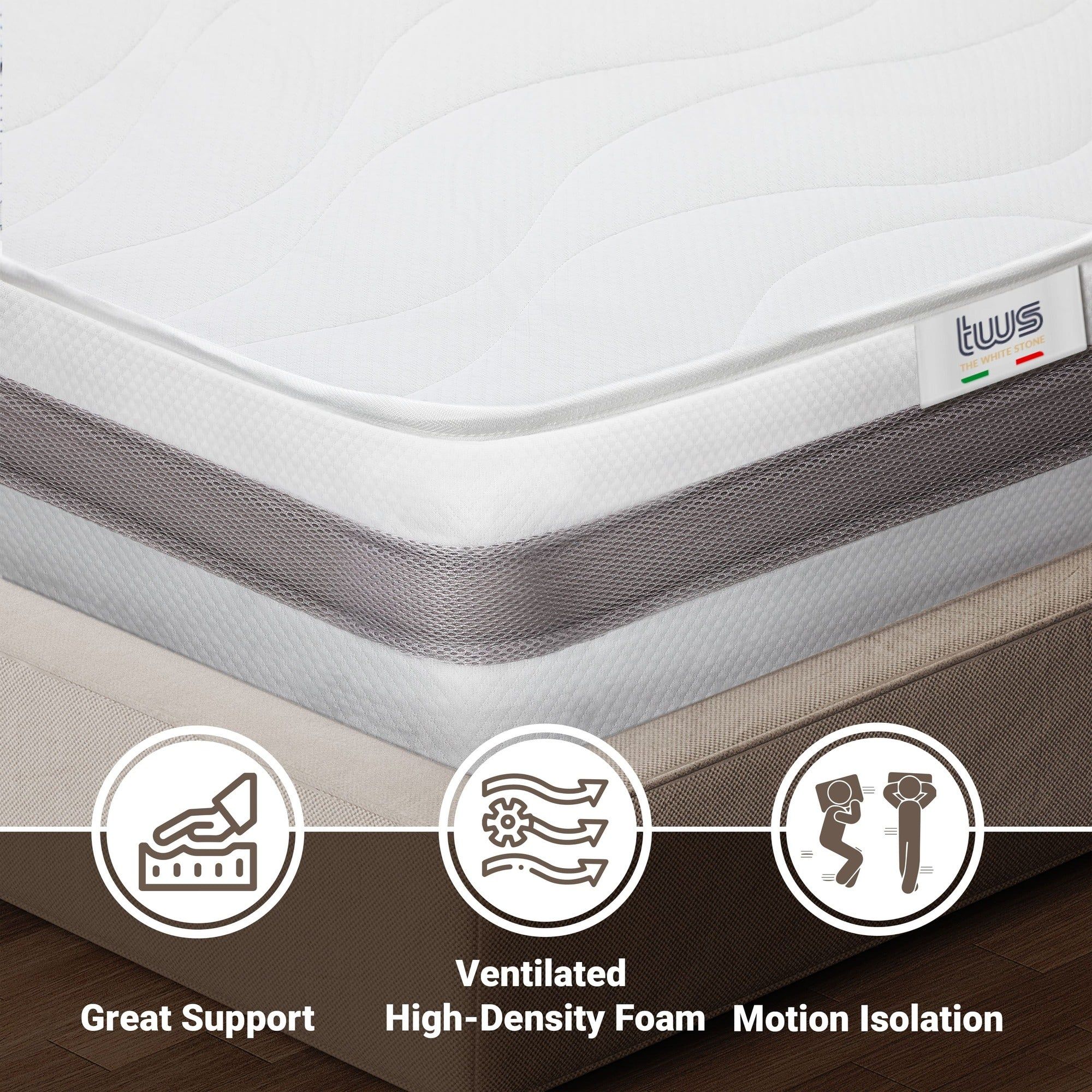 The White Stone Materasso a molle Insacchettate e Memory singolo 90x200 altezza 20 cm