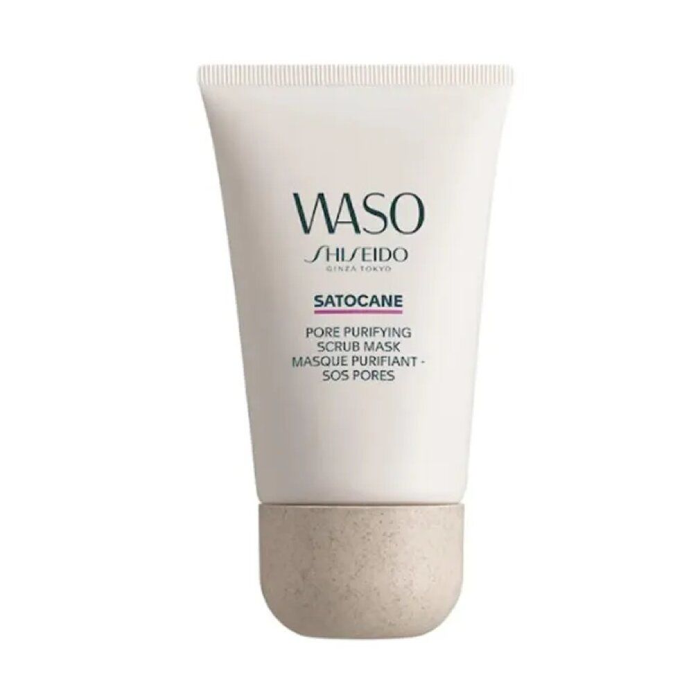 Tubo di crema. Scritta WASO SHISEIDO SATOCANE. Pore Purifying Scrub Mask.