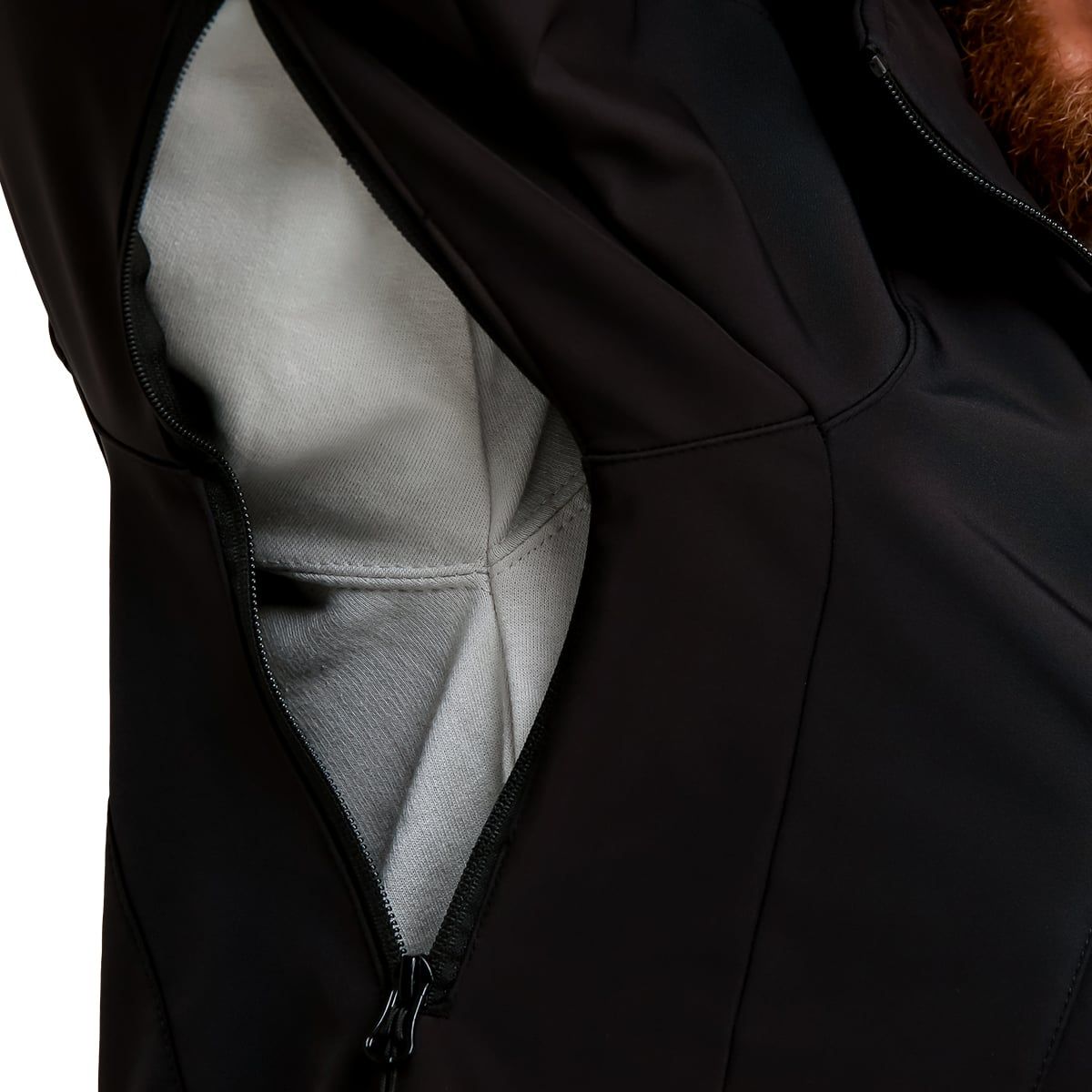 GymBeam Giacca Softshell da uomo regular Black con cappuccio, zip e tasche