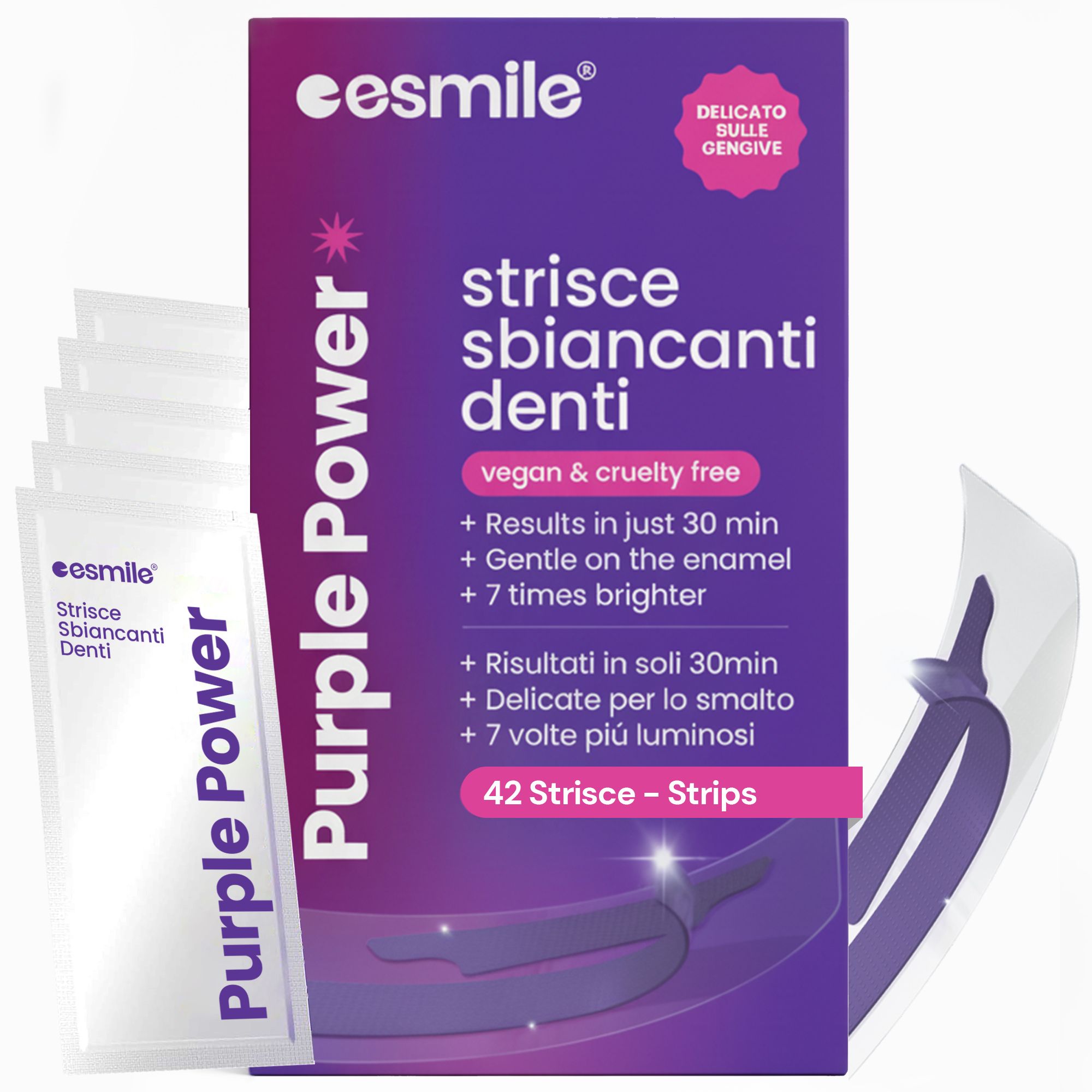 esmile - Strisce viola V34 sbiancanti 42 unità