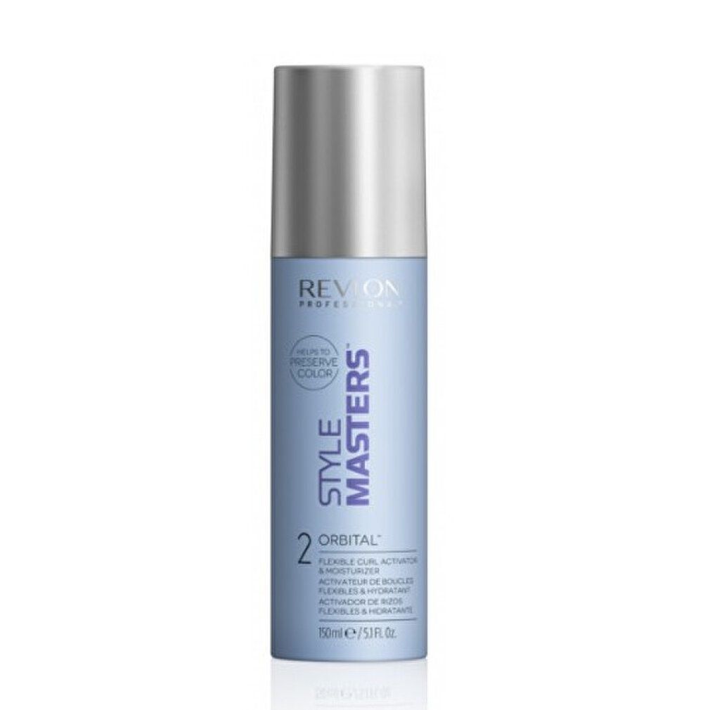 Flacone blu e argento. Revlon Style Masters 2 Orbital. Flexible Curl Activator & Moisturizer. 150ml/5.1 fl oz.