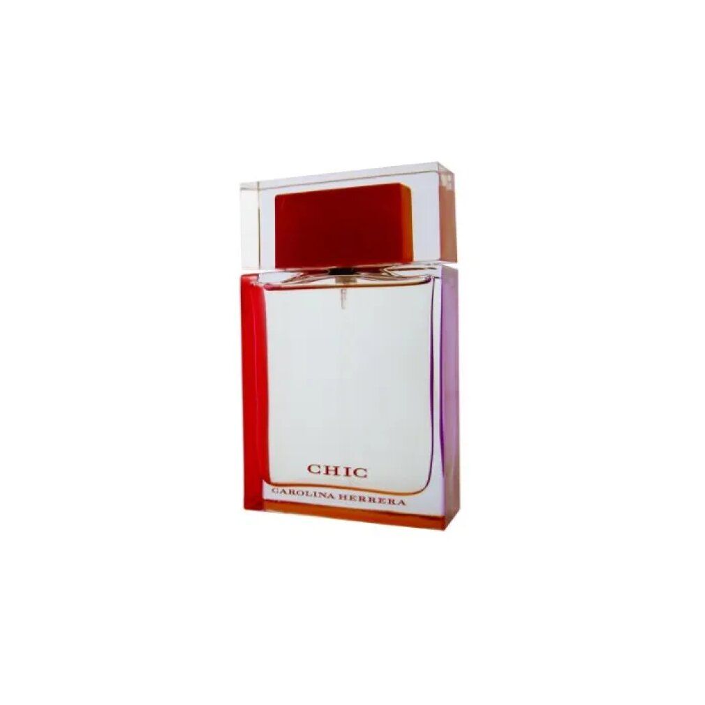Carolina Herrera Chic Eau de Parfum Spray. Flacone rettangolare con tappo rosso e scritta CHIC.