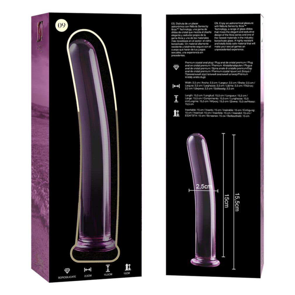 Modello 9 dildo borosilikatglas 15,5 x 2,5 cm rosa