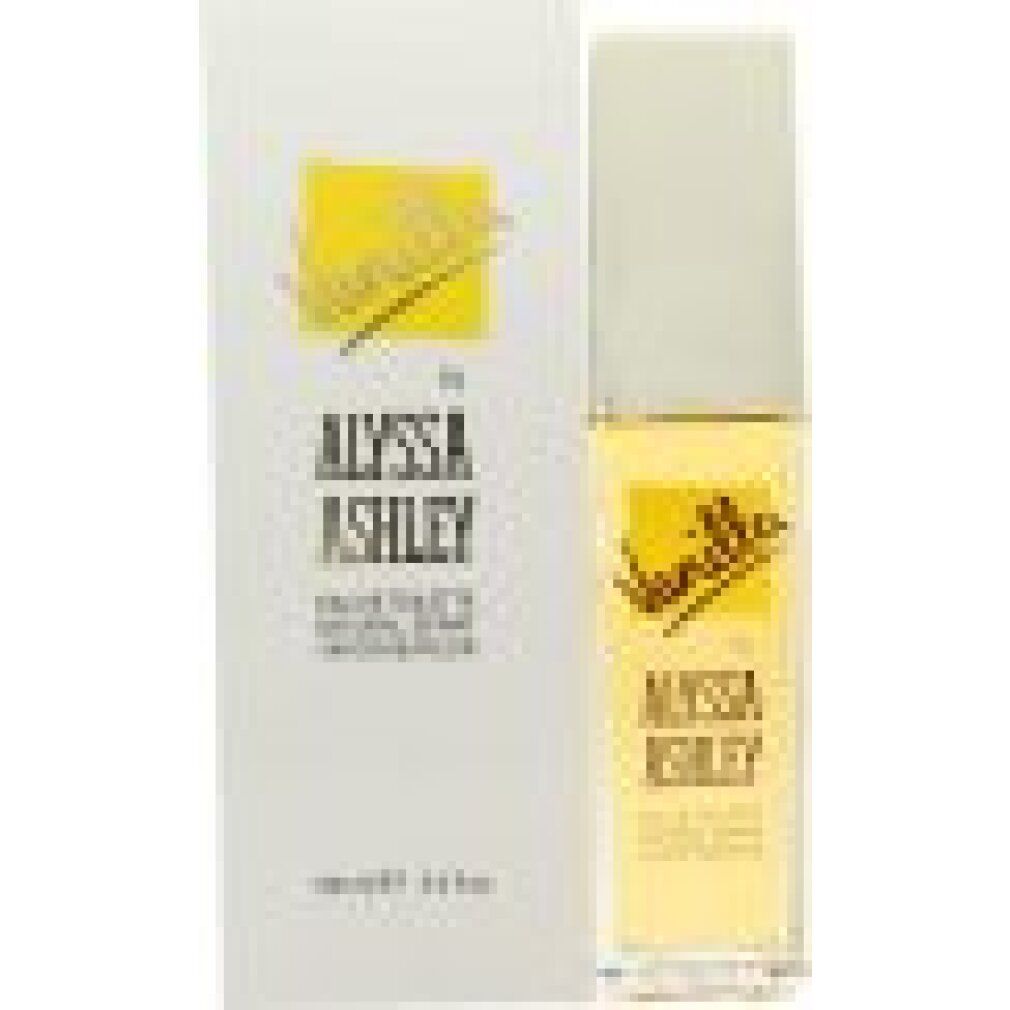 Flacone e scatola. Scritta: Vanilla by Alyssa Ashley. Eau de Toilette Natural Spray Vaporisateur.