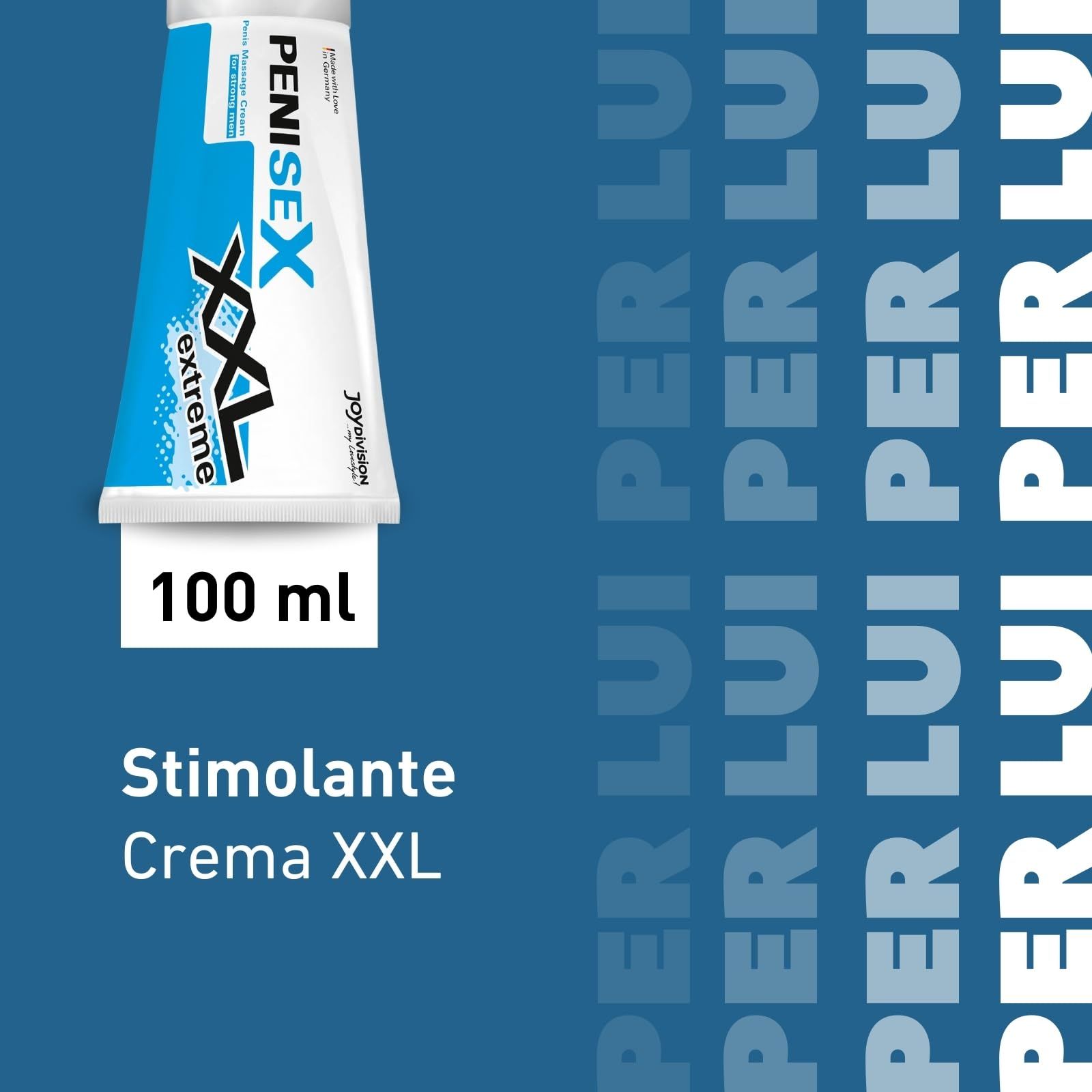 Crema JOYDIVISION PENISEX XXL extreme, 100 ml. Italiano: Stimolante Crema XXL. Confezione bianco-blu.