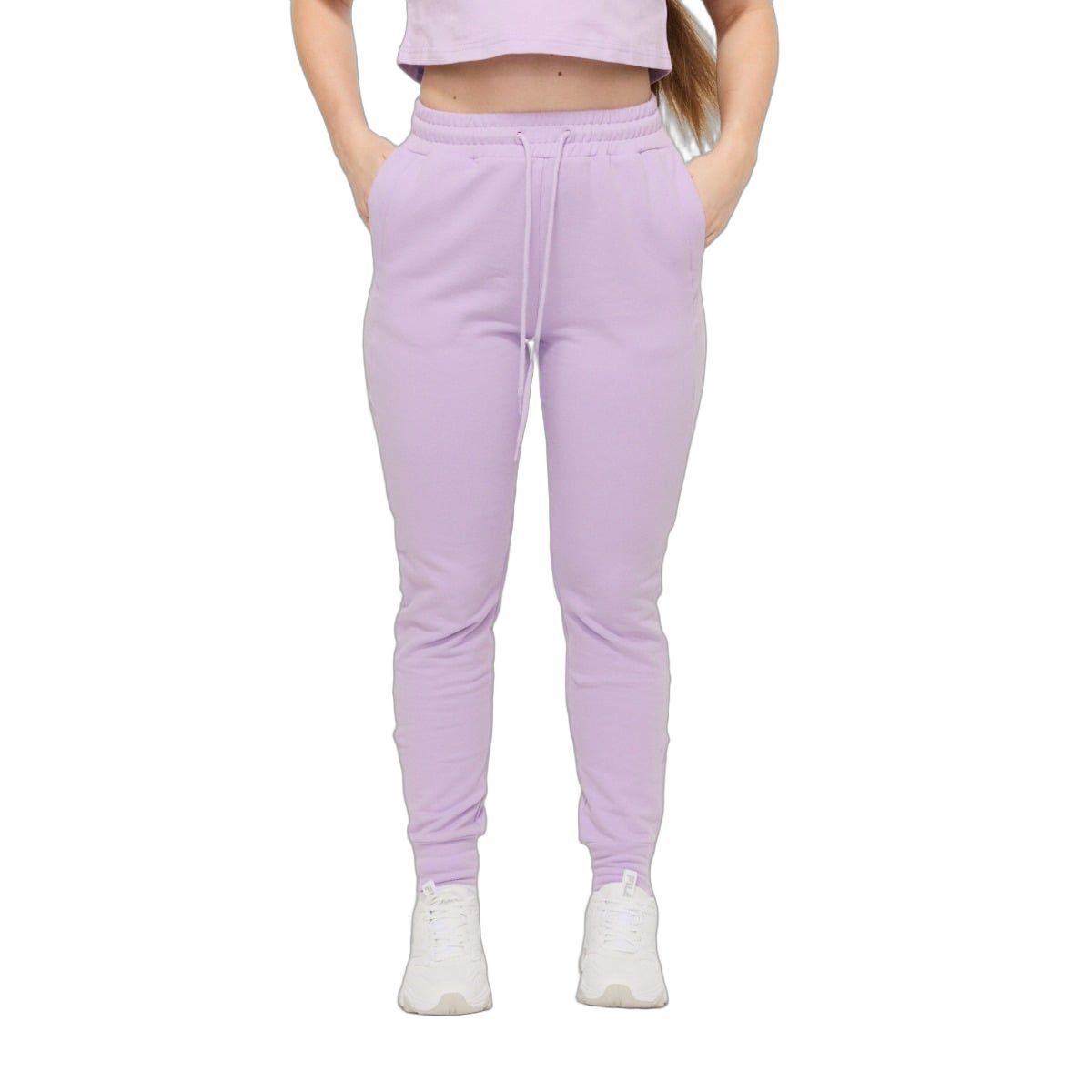 GymBeam Pantaloni tuta donna slim vita alta con coulisse Limitless Lavender