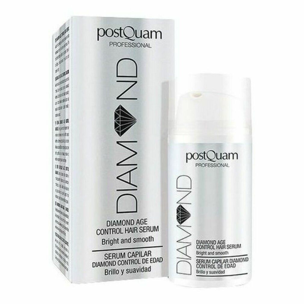 Confezione e flacone. Scritta: Postquam Diamond Age Control Haarserum. Flacone con dosatore.