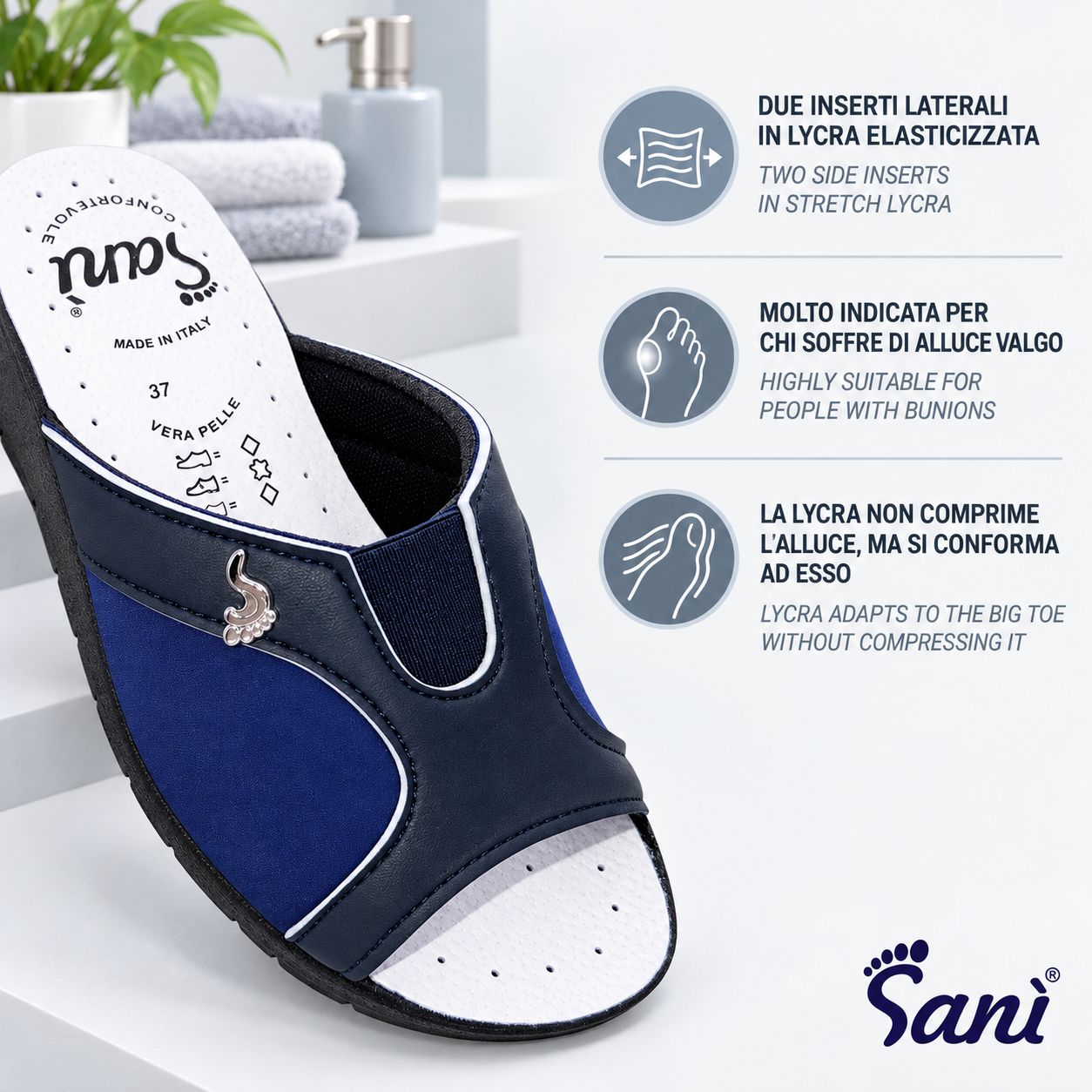 Mocassino da donna con inserti laterali in lycra per comfort.