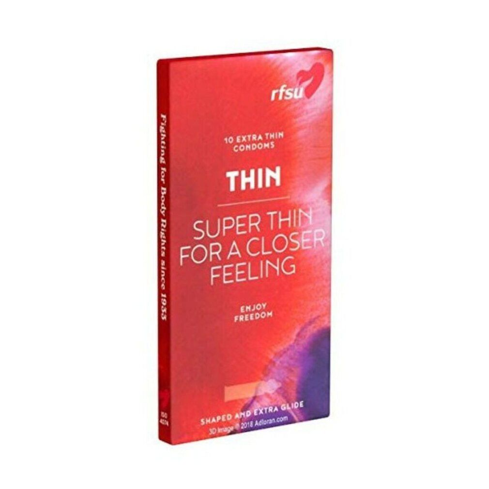 Confezione di preservativi RFSU Thin, 10 pezzi. Super sottili per una sensazione più intima.