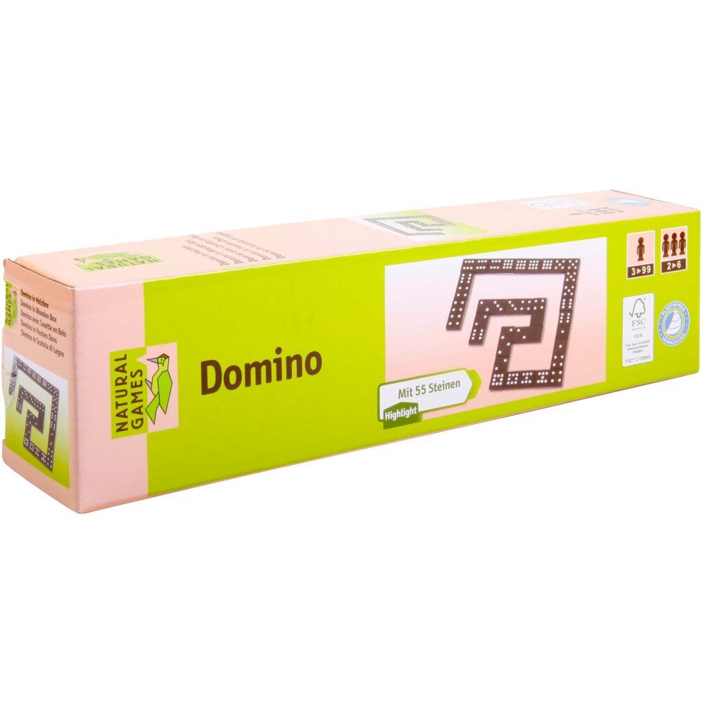 ng domino in scatola di legno, 55 pezzi