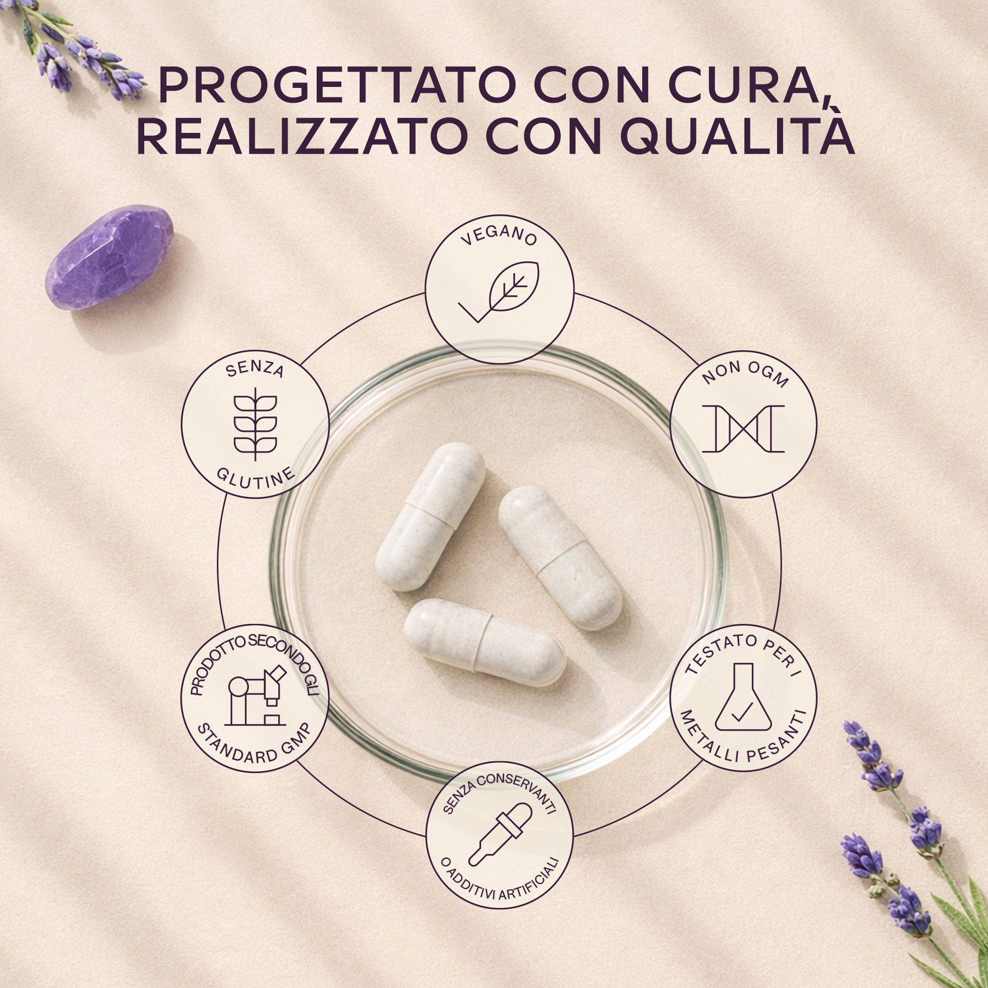 Capsule di magnesio citrato con varie certificazioni.