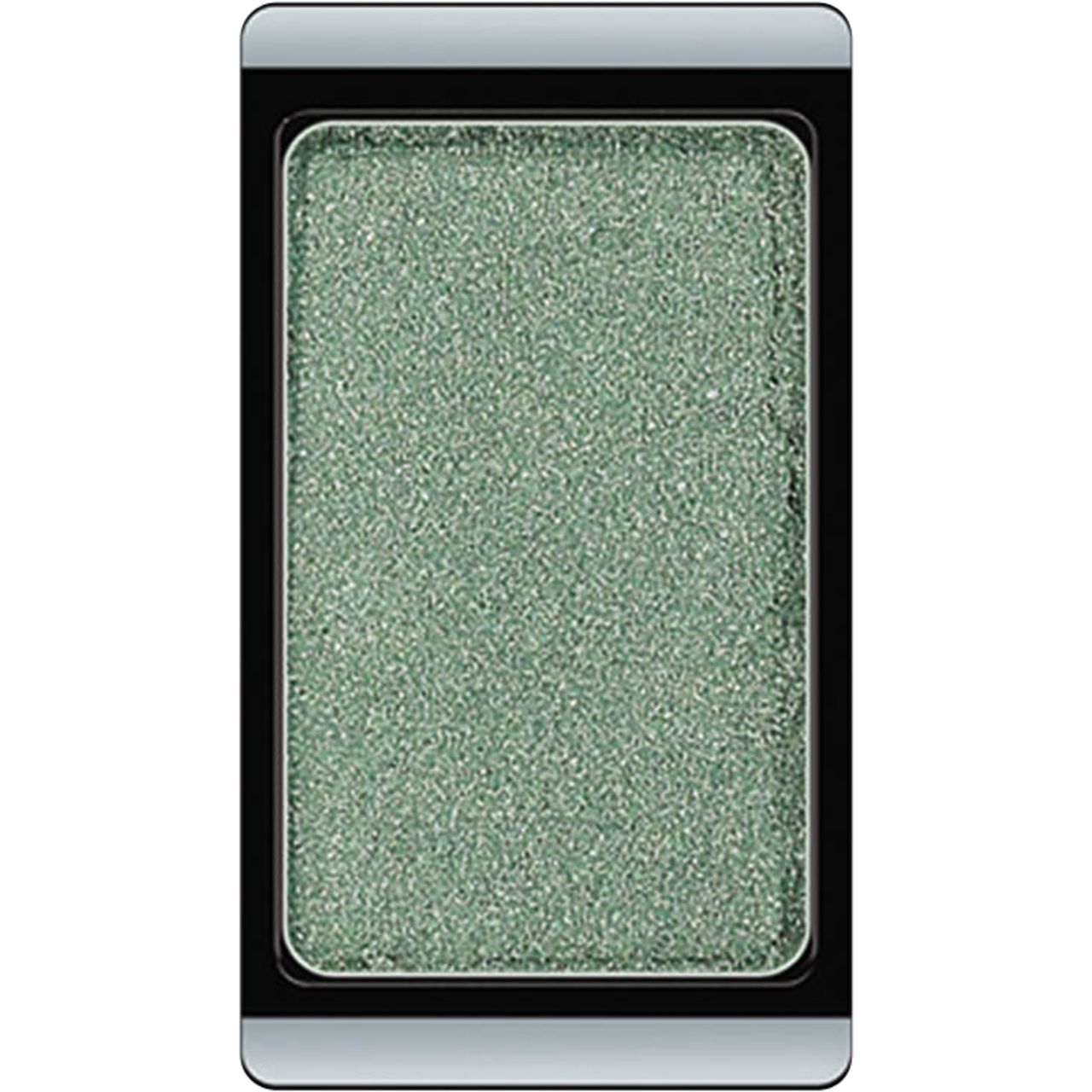 Ombretto verde in custodia rettangolare nera e argento.