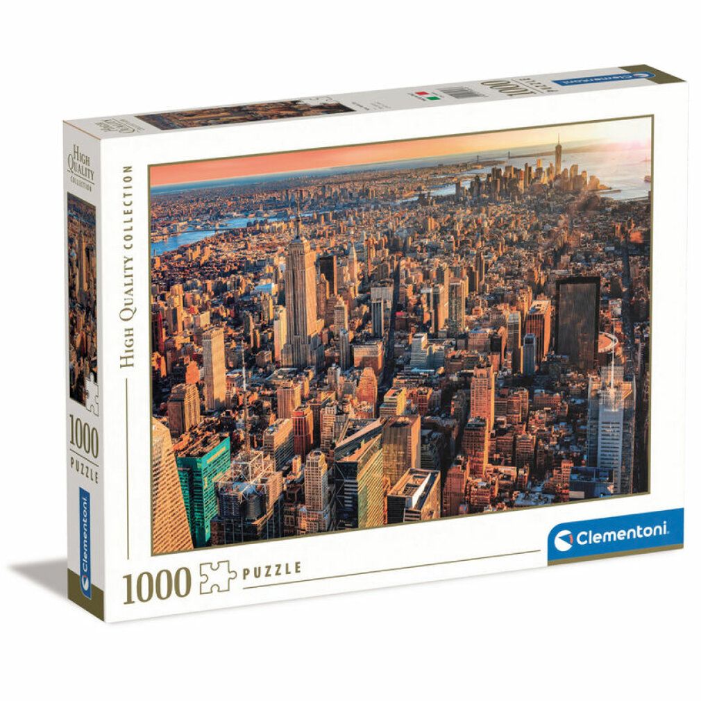 Puzzle di New York, 1000 pezzi, confezione con vista della città. Marchio Clementoni. Collezione di alta qualità.