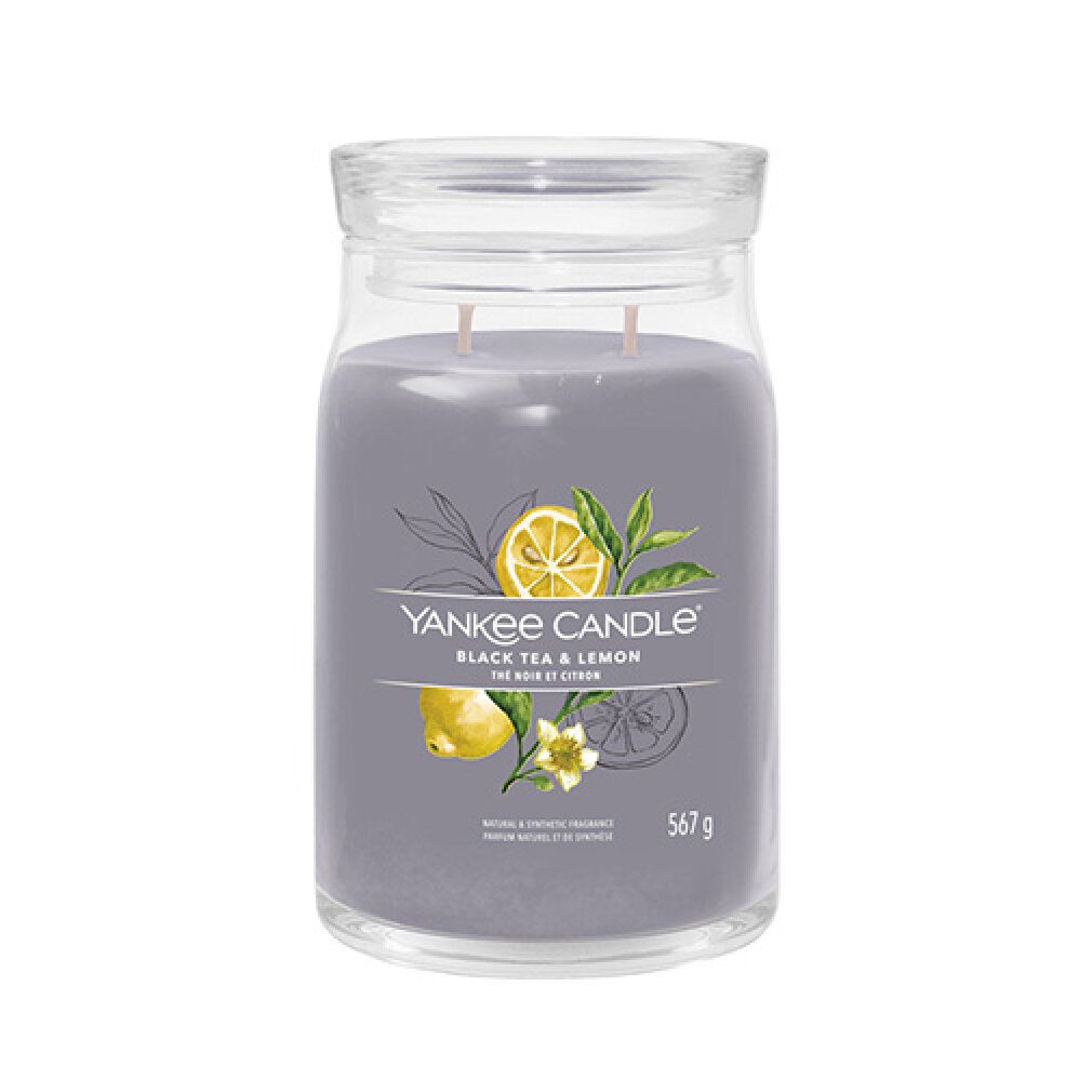 Candela aromatica Signature in vetro grande Black Tea & Lemon