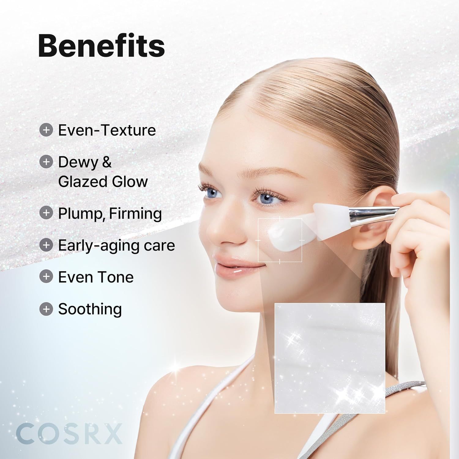 Benefici della maschera PDRN Exosome Skinplaning Glaze Mask: Texture uniforme, luminosità, rassodamento.