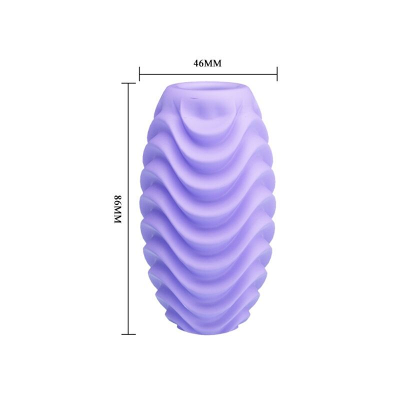Uovo masturbatore viola, dimensioni 86mm x 46mm.