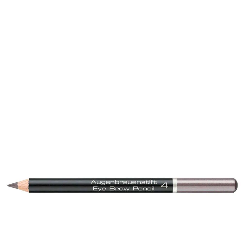 Matita per sopracciglia 4 Light Grey Brown. Matita nera con estremità argentata. Scritta: Augenbrauenstift, Eye Brow Pencil, 4.