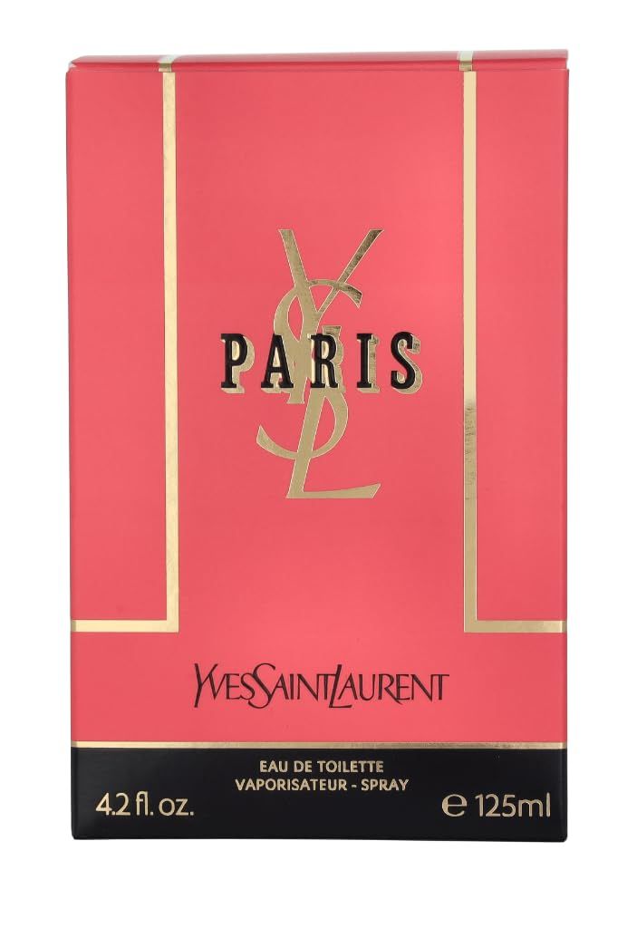 Confezione rosa con logo e testo dorati. Testo: Eau de Toilette, Vaporisateur Spray. In basso: 4.2 fl.oz. e 125ml.