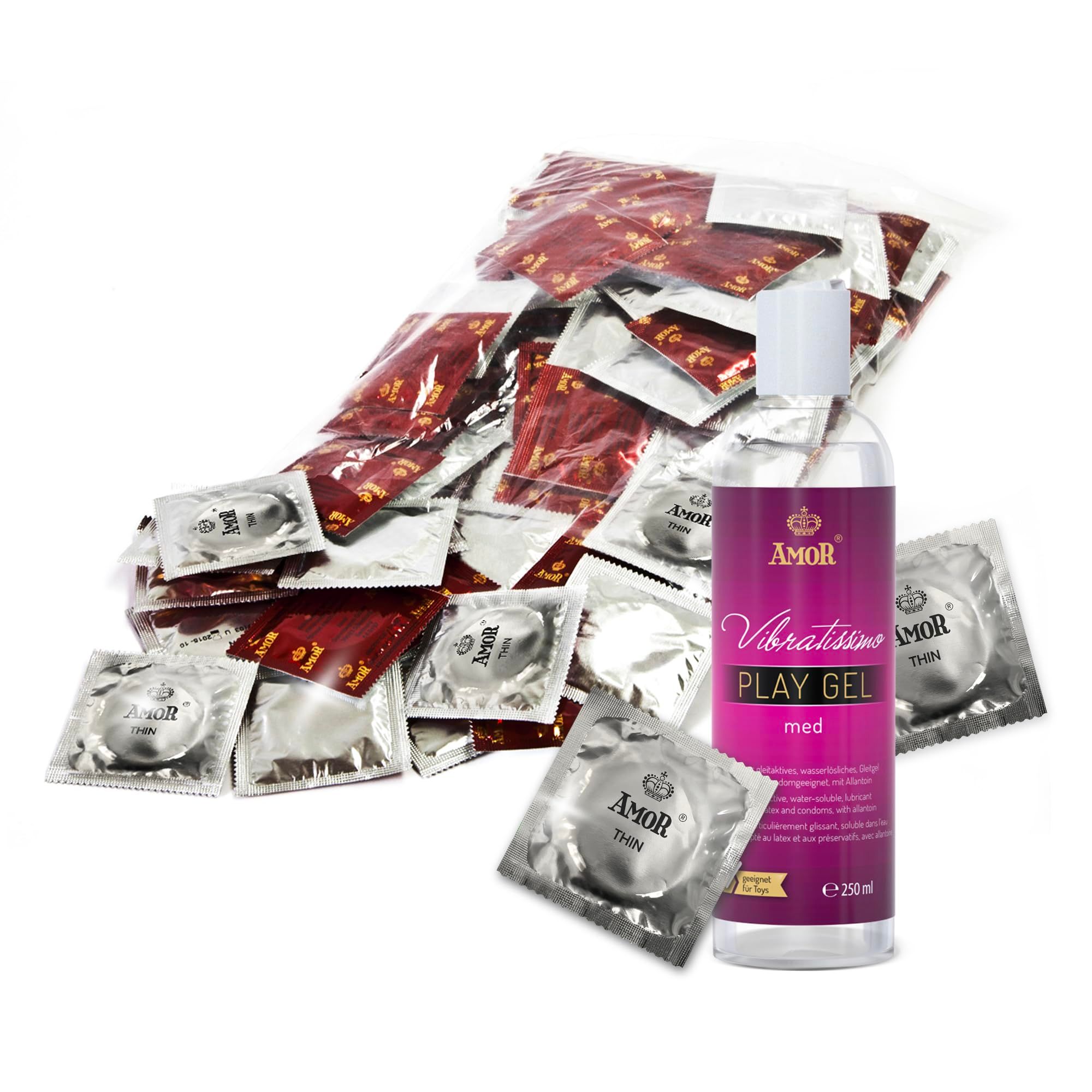 AMOR Strong Preservativi + PlayGel Silicone Set