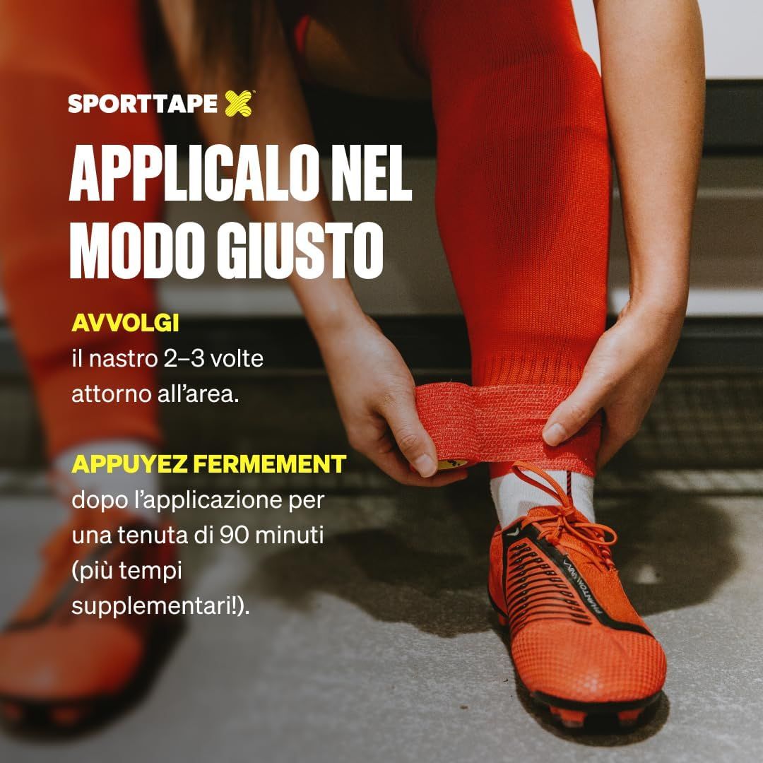 SPORTTAPE Bendaggio Autoadesivo - 5 cm x 4,5 m Rosso