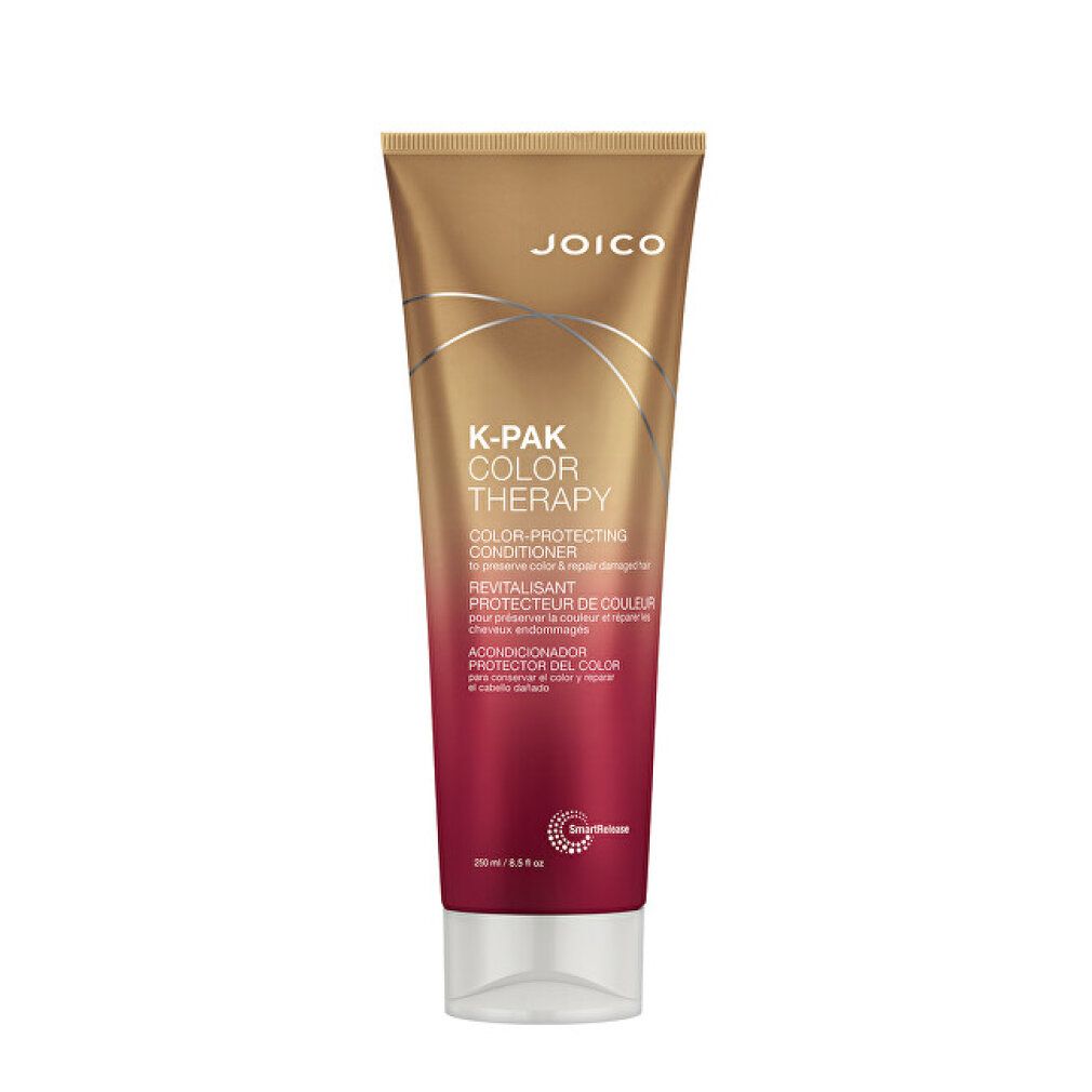 JOICO K-PAK Color Therapy Conditioner. Tubo oro-rosso. Testo: Color-Protecting Conditioner, Revitalisant Protecteur de Couleur, Acondicionador Protector del Color.