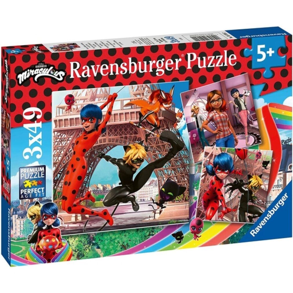 Puzzle ravensburger Coccinella magica e gatto nero 3x49 pezzi