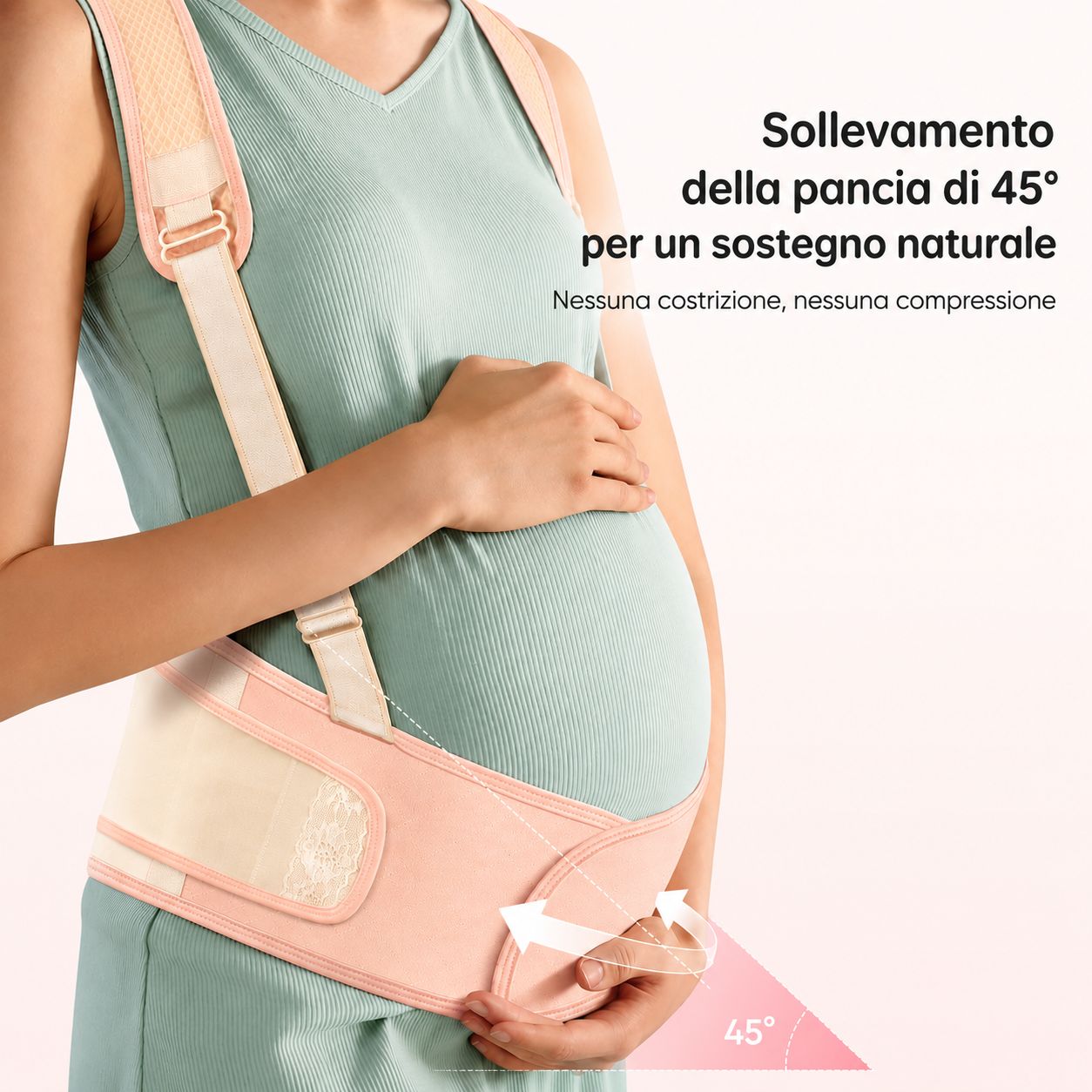Fascia gravidanza con spalline per sollevare e sostenere l'addome.