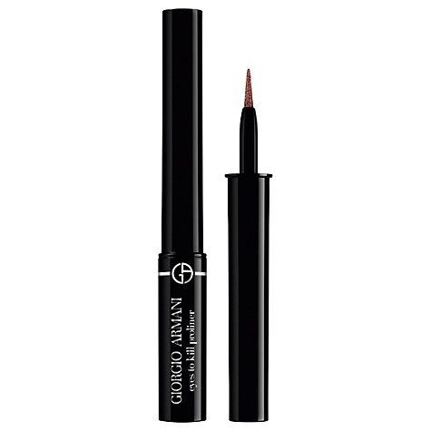 Eyeliner nero con punta marrone. Giorgio Armani Eyes to kill proliner. Contenitore nero, punta aperta.