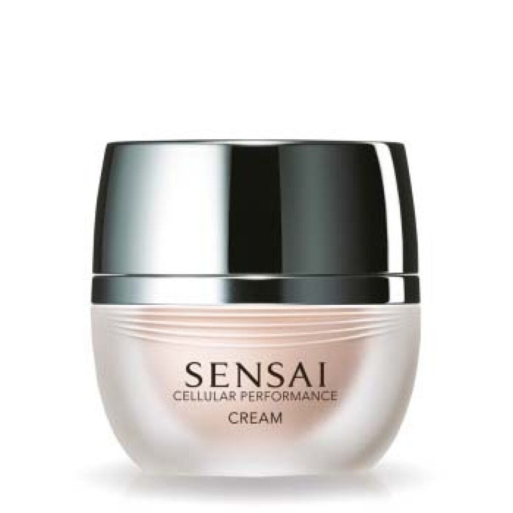 SENSAI Cellular Performance Cream in un contenitore di vetro color crema con coperchio argentato.